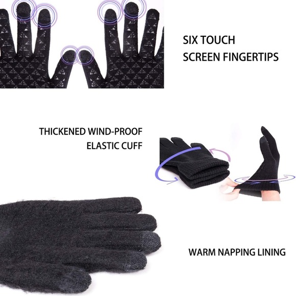TRENDOUX Winter Gloves - Touch Screen Thermal Warm Knit Glove, Unisex- NWOT - Picture 4 of 8